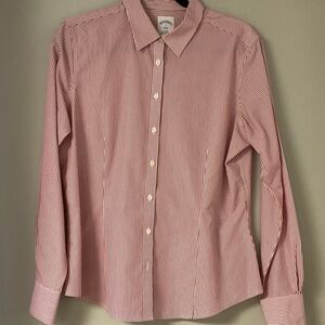 Brooks Brothers Red and White Striped Button Down Shirt size 12 fitted